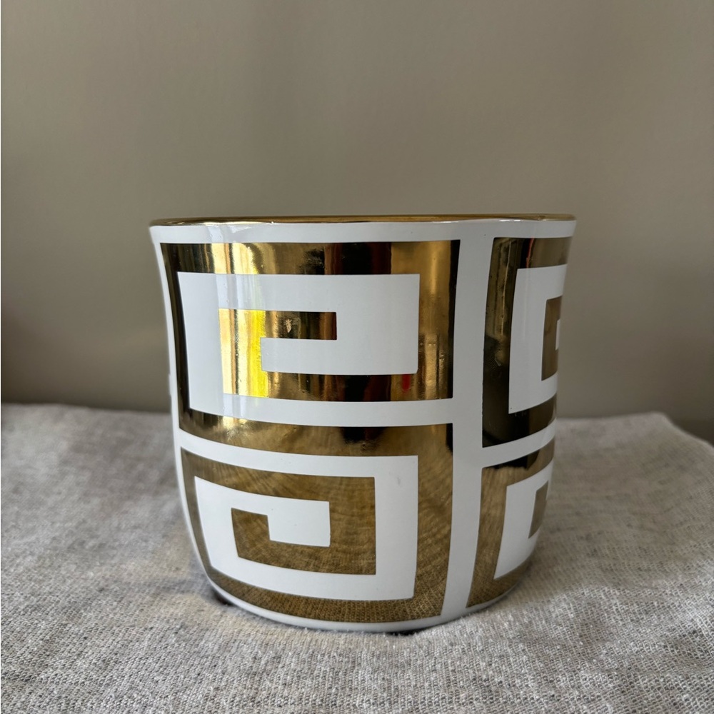Gold and White Geometric Planter